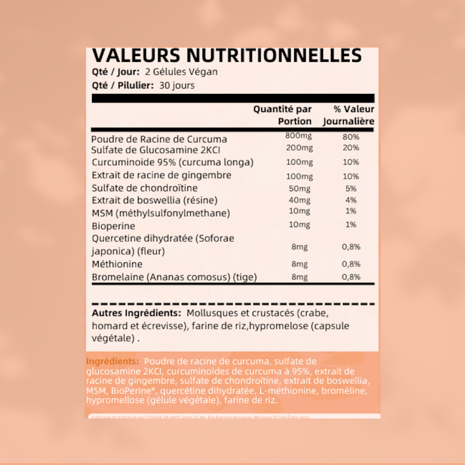 valeur nutritionnelles curcuma curcumine naturel